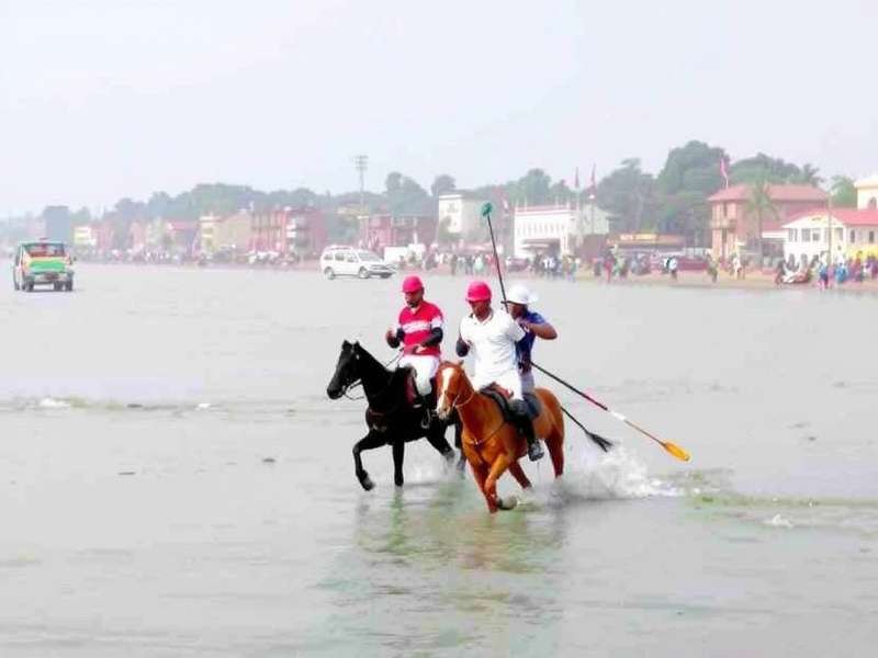 Ganga Polo Tournament in Action Ganga Polo Tournament - Players competing on the Ganges River